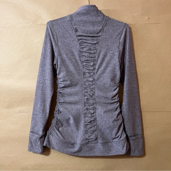 Lululemon | Cypress Kiss 1/2 Zip Heathered Lunar Rock Ruched Pullover Size 6 - Picture 10 of 14